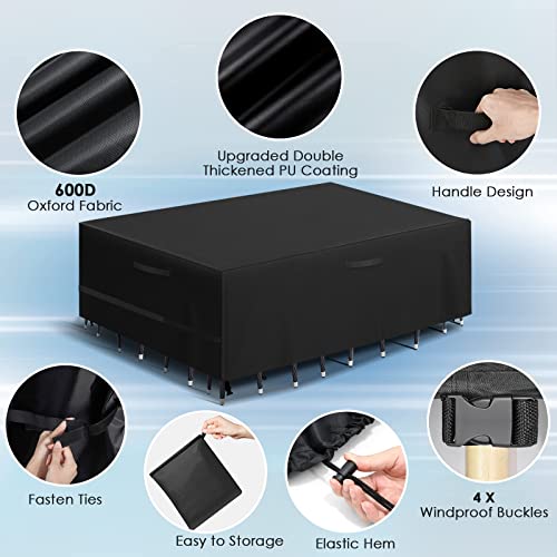 Garden Furniture Cover,200X165X80cm Garden Table Cover 600D Heavy Duty Oxford Polyester Outdoor Patio table Covers Rectangular Cover Windproof,Wa