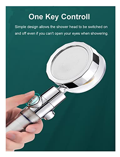 High Pressure Propeller Shower Head 360 ° Rotatable Shower Head Water-Saving Rainfall Shower Nozzle 2cm Universal Connector Bathroom Accessories,