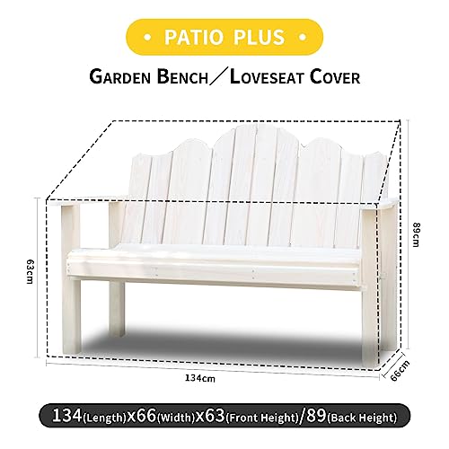PATIO PLUS 2 Seater Garden Bench Cover for Garden Bench Waterproof Green 134x66x63/89cm
