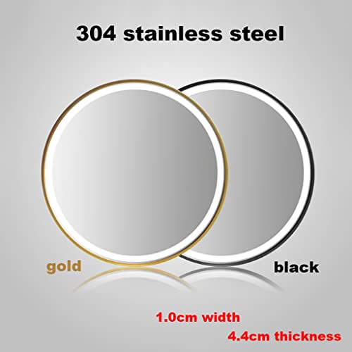 SkiPdr Bathroom mirror With Lights, LED Illuminated Bathroom Vanity Mirror, Metal Framed HD Round Wall Mirror, Size : 60cm 50cm(2 (Golden(white L