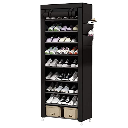 St@llion 10 Tiers Portable Shoe Storage Rack | Shoe Cabinet Organizer Shoe Rack Stand with Dustproof Cover Hold 30 Pairs of Shoes- 153 x 58 x 29
