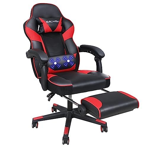 Fullwatt Racing Gaming Chair for adults with Footrest and Massage Lumbar Pillow, Swivel Height Adjustable Reclining PU Leather Video Game Chair,