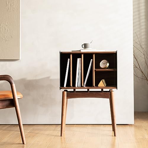 JYDQM Nightstand Book And Newspaper Cabinet Black Walnut Side Cabinet Nightstand Wabi-Sabi Wind Side A Few