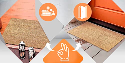 LucaHome Natural Coconut Doormat, 70 x 40 cm, with Non-Slip Backing, Smooth Coconut Mat, Absorbent, Ideal for Exterior Doors or Hallways