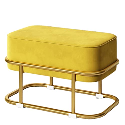 LUKEO Small stool, household low stool, living room, fabric sofa, round stool, sitting pier (Color : Argento, Size : Talla �nica)