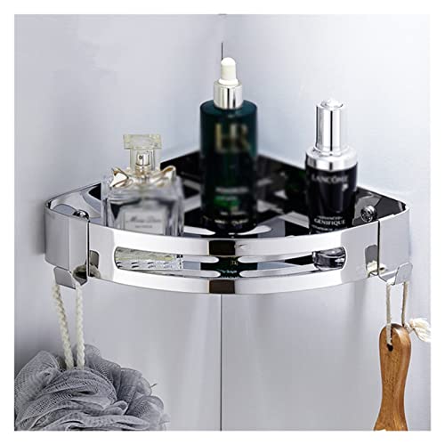 EYHLKM Layers Corner Shower Shelf Bathroom Shampoo Shower Shelf Holder Stainless Steel Punch Free Kitchen Tripod Corner Stand (Color : Argento)