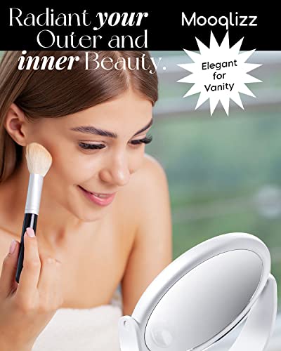 Magnifying Makeup Mirror, 1X 15X Double Sided Magnification Mirror, 360 Degree Rotation Table Mirror, White