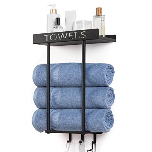 ODSNANIE Wall Mounted Towel Racks, Towel Holder for Small Bathroom Towel Drying Rack Towel-Bars, Drilling Available Towel Shelf Black Towel Stora