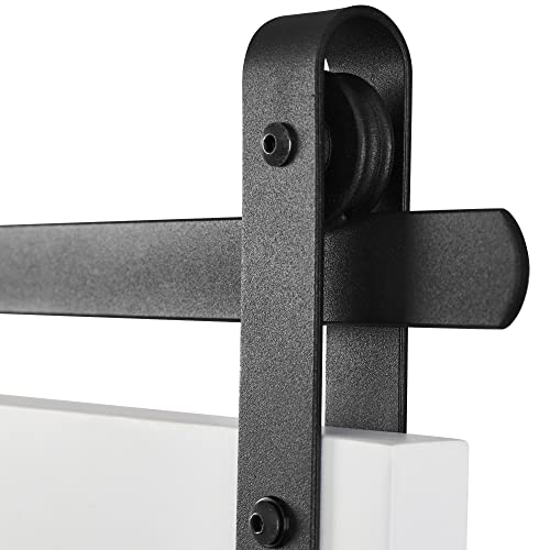 KARTOOSH White Farmhouse Wall Mirror Barn Door Style Rectangle Solid Wood Frame Mirror Rustic Wall Mounted Mirror for Bathroom, Entryway, Living