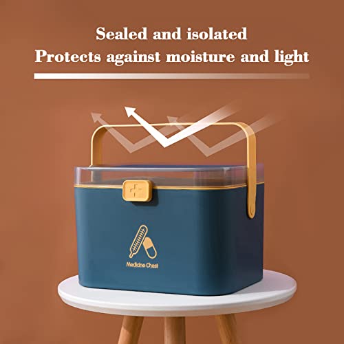 UNYLE Small Home Medicine Storage Box, Folding 2 Tier First Aid Box, Portable Medicine Container Box for Home, School, Office Medicine Storage Co