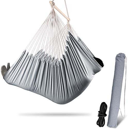 Chihee Hammock Chair Swing Chair Strong Metal Collapsible Spreader Bar Portable Hanging Chair Max 330 lbs Comfy Seat Patio Lawn Chair Cotton Blen