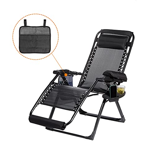 PATIKIL Chair Armrest Organizer, Folding Chairs Magazine Snack Waterproof Storage Bag for Camping Outdoor, Black