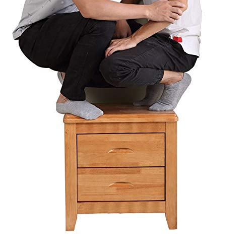 JYDQM Natural Wood Color Solid Wood Bedside Table, Bedroom Double Drawer Design Bedside Table