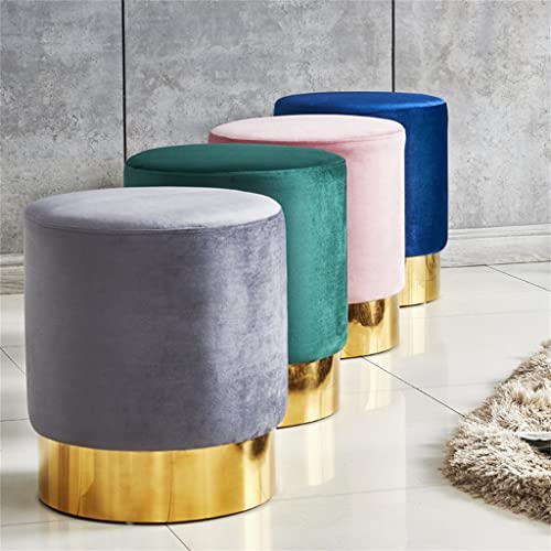 LUKEO Small round stool, household low stool, fabric sofa stool, stainless steel small pier (Color : D, Size : Talla �nica)