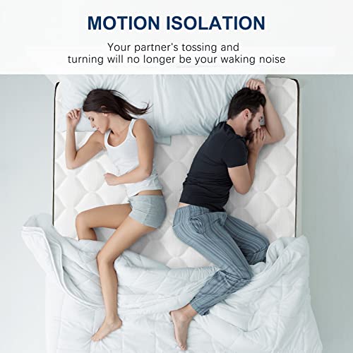 Molblly Double Mattress, 8.7 Inch Memory Foam Innerspring Hybrid Mattress Bed in a Box for Pressure Relieving Comfort Foam Sprung Hybrid Double S