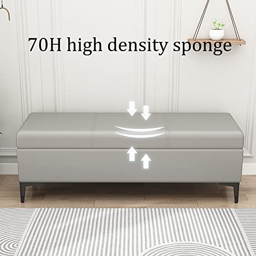 Storage Ottoman Bench for Bedroom, PU Ottoman with Storage And Safety Hinge, Modern Entryway Bench Seat Shoe Rack Bench with Metal Legs, for Bedr