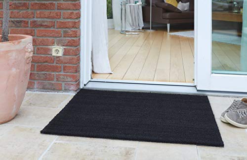 Carpido Non-Slip Coconut Mats - Antibacterial Door Mat - for Covered Outdoor Use - Sustainable Natural Fibre - 100% Coconut - 50 x 80 cm - Black