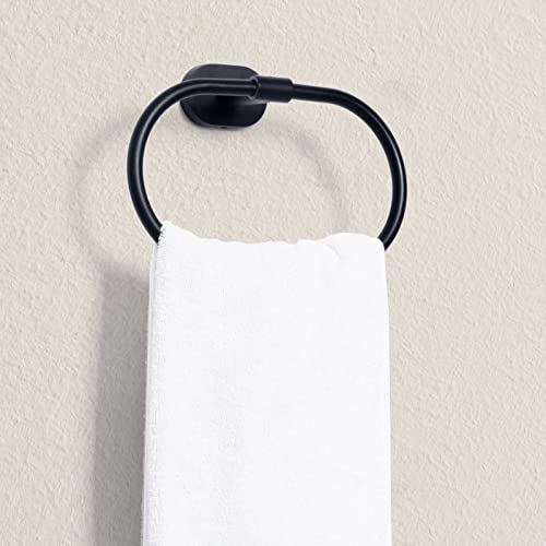 HouseAid Oval Towel Holder for Bathroom, Stainless Steel Towel Ring, Modern Bathroom Hand Towel Rack, Wall Mounted, Matte Black