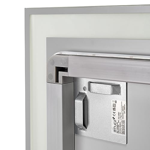 Emuca - Heracles bathroom mirror with LED front and decorative lighting (AC 230V 50Hz), 34 W, Aluminium and Glass