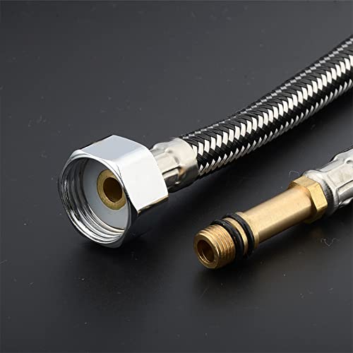 quiodok 2 Pcs Monobloc Flexible Tap Connector, Stainless Flexible Supply Hose, Compression Braided Water Hose for Kitchen Bath Universal Replacem