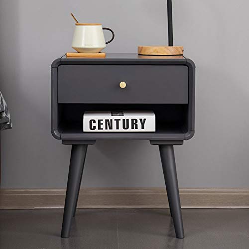 JYDQM Nordic All Solid Wood Bedroom Bedside Table Home Log Bed Simple Storage Cabinet Walnut Color