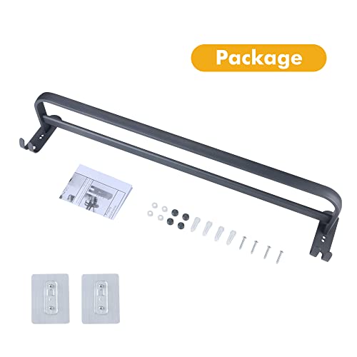 Double Towel Rail Self Adhesive or Wall Mounted Towel Rack Holder with Double Hooks Space Aluminium Towel Rods for Bathroom Kitchen Organizer Sto