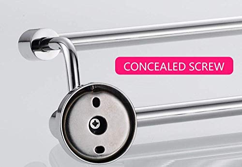 Double Towel Rails Screw Wall Mounted,SUS 304 Stainless Steel Bath Towel Holder, Rustproof Hand Towel Bar,Towel Rod Mirror Reflection for Bathroo