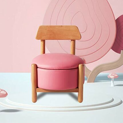 LUKEO Solid Wood Footstool, Home Sofa Stool, Cute Stool, Round Small Bench