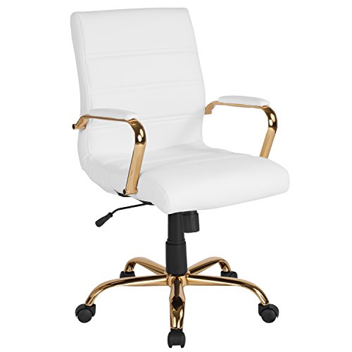 Flash Furniture Executive Office Chair, Ergonomic Office Chair, Contoured and Height Adjustable Leather Seat, Chrome Arms and Tilt Lock Lever, Bl