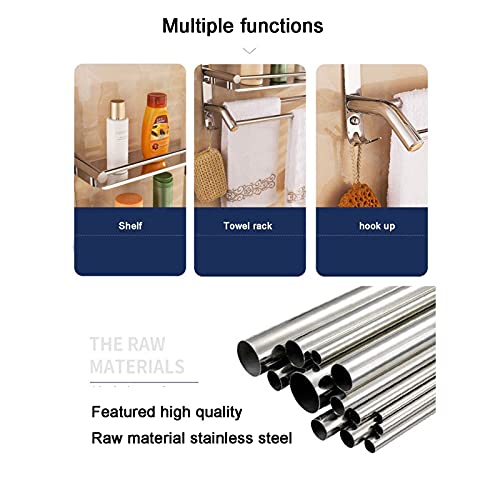 FVRTFT Bathroom Shelf Bathroom Glass Shelf Housewares Glass Bathroom Shelf With Chrome Fixings Tempered Glass 3 Layers (Size : 40Cm)