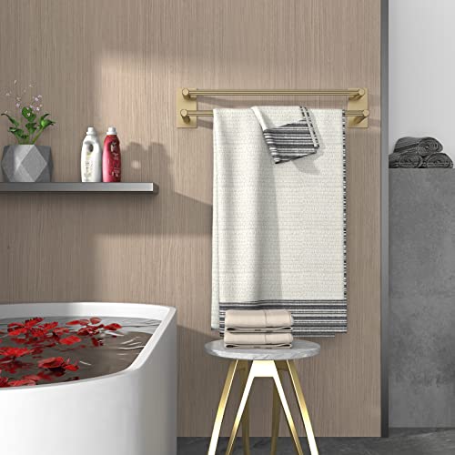 Towel Rail, No Drilling Bathroom Towel Rail, Self Adhesive Wall Mounted Double Hand Towel Holder Made of 304 Brushed Stainless Steel for Bathroom