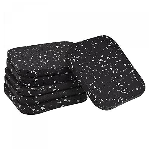 uxcell Treadmill Mat-3.9"x3.9" Exercise Equipment Mat for Floor Protection Sound Reduction, Black White 6Pcs