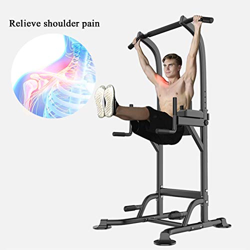 Power Tower Workout Pull Up & Dip Station for Home Gym Strength Training Fitness Equipment, 6 Height Adjust, 660lb Weight Capacity