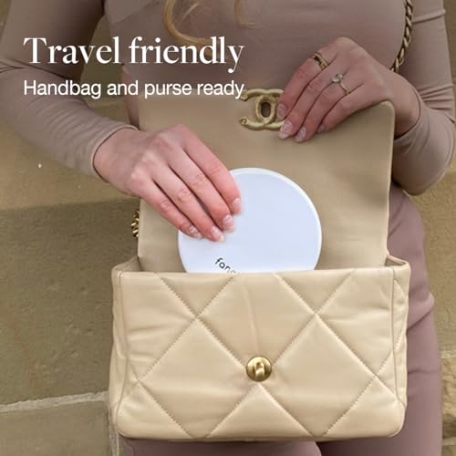 Fancii LED Lighted Travel Makeup Mirror, 1X/10X Magnification - Daylight Led, Compact, Portable, Large 127mm Wide Illuminated Mirror, Silk White