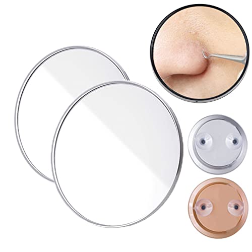 WUBAYI Magnifying Mirror Makeup Mirror, 10X Magnifier Compact Mirrors with 2 Suction Cups Round Pocket Mirror Travel Mirror for Shaving Makeup (3
