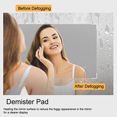 MIQU 600 x 500 mm Illuminated Bathroom Mirror,Bathroom Mirror with Led lights,Light Touch Sensor and Demister Anti-Fog Horizontal/Vertical Wall M