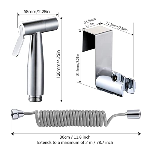 Hand Held Bidet Sprayer - with Water Tank Hook and 59in ABS Flexible Telescopic Shower Hose for Water Plumbing Toilet Bidet Sprayer Gun Bathroom
