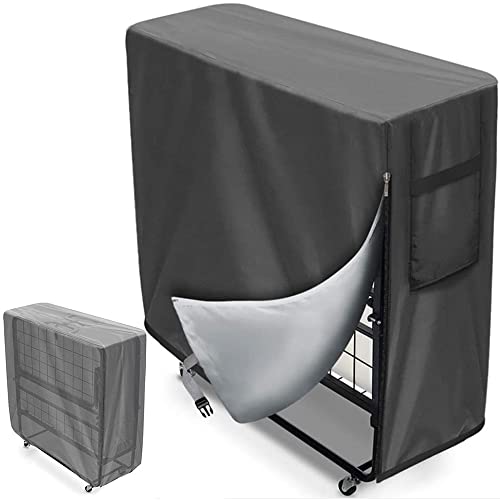 Skyour Folding Bed Cover for Indoor Outdoor Adjustable Heavy Duty Weatherproof Dustproof Protector Multifunctional Visitor Guest Folding Beds Sto