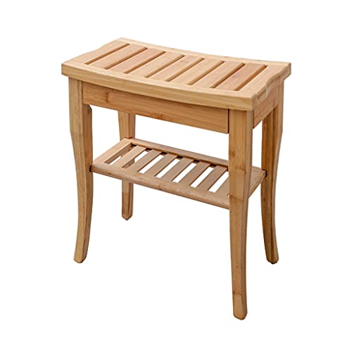 N/A Household Bathroom Stool Solid Wood Waterproof Shoe Changing Stool Storage Stool Anti-corrosion Storage Shelf Bath Tray