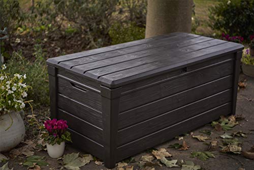 Keter Brightwood 454L Outdoor Garden Storage Box Garden Furniture - Brown & Marvel+ 270L Outdoor Garden Storage Box Garden Furniture - Graphite G