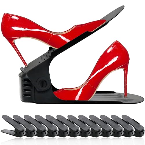 New Shoe Slots Organizer 12 Pack - Upgrade Shoe Stackers for a Pair Of Shoes, Shoe Storage Shoe Space Savers 50%, 5 Levels Adjustable Space Savin