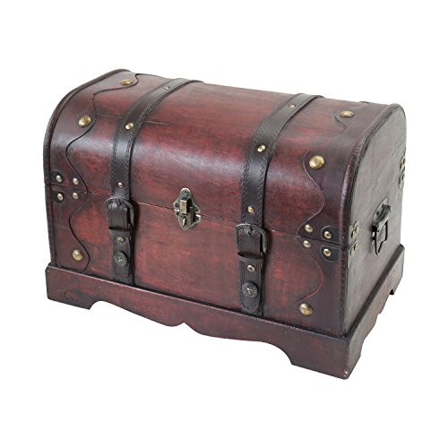 HMF 6403-140 Wooden Treasure Chest with Lock | 40 x 23 x 27 cm | Large | Cambodia