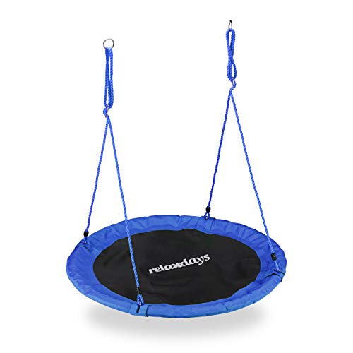 Relaxdays Outdoor Nest Swing for Kids & Adults, 110 cm, for Up To 100 kg, Round Swing, Red
