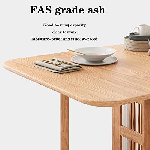 DISHENGZHEN Folding Dining Table, Expandable and Compact Multifunctional Wood Drop Leaf Kitchen Table with Round Design for Space Saving in Dinin