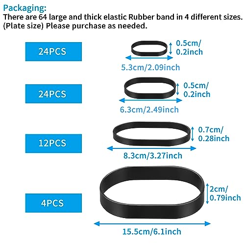 Jiehaojia 64 Pcs Black Tactical Rubber Bands Multi-Purpose Thick Elastic Rubber Bands Strong Elastic Bands Stationary Stretchable Bands for Campi