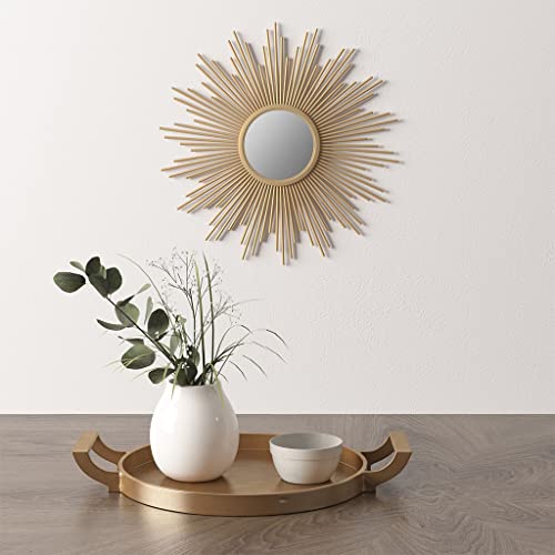 Madison Park Wall Décor Fiore Metal Sunburst Mirror for Living Room - Home Accent, Ready to Hang Bedroom Decoration, 29.5" Diameter, Gold
