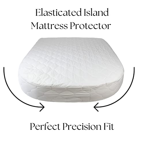 Jonic Essentials Motorhome Caravan Bedding Mattress Protector for Island Shaped Motorhome Caravan Mattress Beds, Luxury Padded Polycotton, Elasti