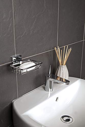 Croydex Flexi-Fix Chester Soap Basket, Zinc Alloy, Silver, 54 x 130 x 120mm