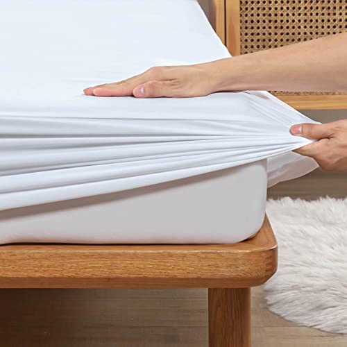 Kingnex Waterproof Split Queen Mattress Protector for Adjustable Bed Contains 2 Cover 30x80 Fitted Sheet Style with Elastic Deep Pocket Mattress
