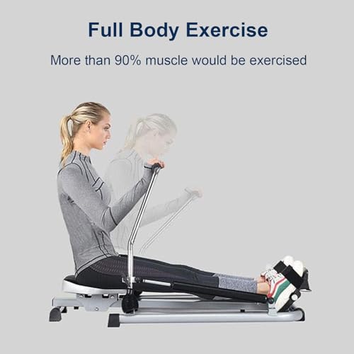 HAWEWE Rowing Machine For Home Use Hydraulic Rower Resistance Adjustable Rower Machine With LCD Monitor Home Gym Up To 264lbs Weight Capacity